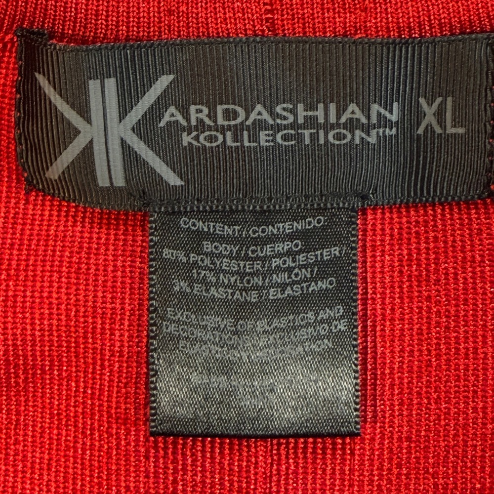 Kardashian Kollection Red Bandage Bodycon Dress 3/4 Sleeve XL Spring 2013 - Picture 7 of 9